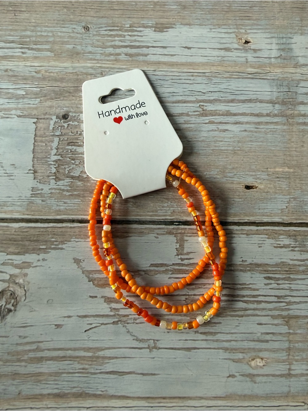 Handmade Orange Seed Bead Layered Bracelet, beaded bracelets, boho style